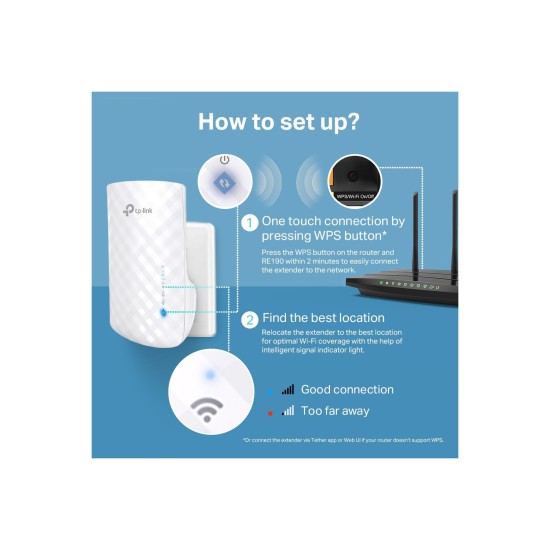 TP-Link RE190 750Mbps Kablosuz AC Dual Band Menzil Genişletici TP-Link RE190 750Mbps Kablosuz AC Dual Band Menzil Genişletici