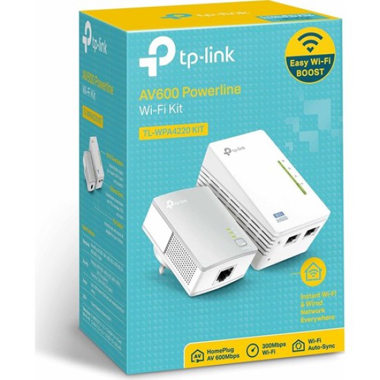 TP-LINK TL-WPA4220KIT AV600 300 Mbps Kablosuz Powerline Adaptör TP-LINK TL-WPA4220KIT AV600 300 Mbps Kablosuz Powerline Adaptör