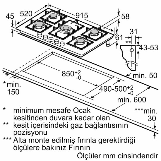 Siemens iQ500 Gazlı Ocak 90 cm Sert cam Siemens iQ500 Gazlı Ocak 90 cm Sert cam